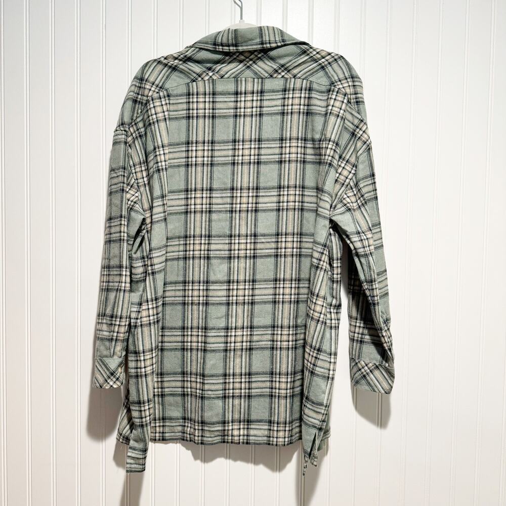 Lovers Friends Gela Oversized Plaid Shirt Sage Green Size Small - Picture 6 of 6
